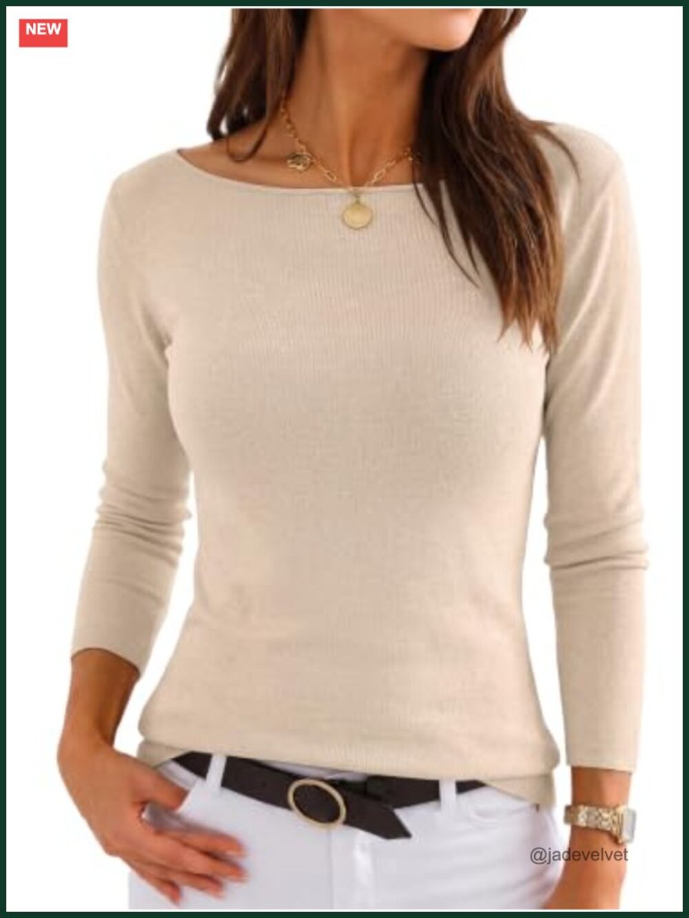 Women's Long Sleeve Boat Neck Lightweight Sweater Pullover